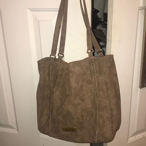 Taupe fringe tote